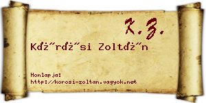 Kőrösi Zoltán névjegykártya